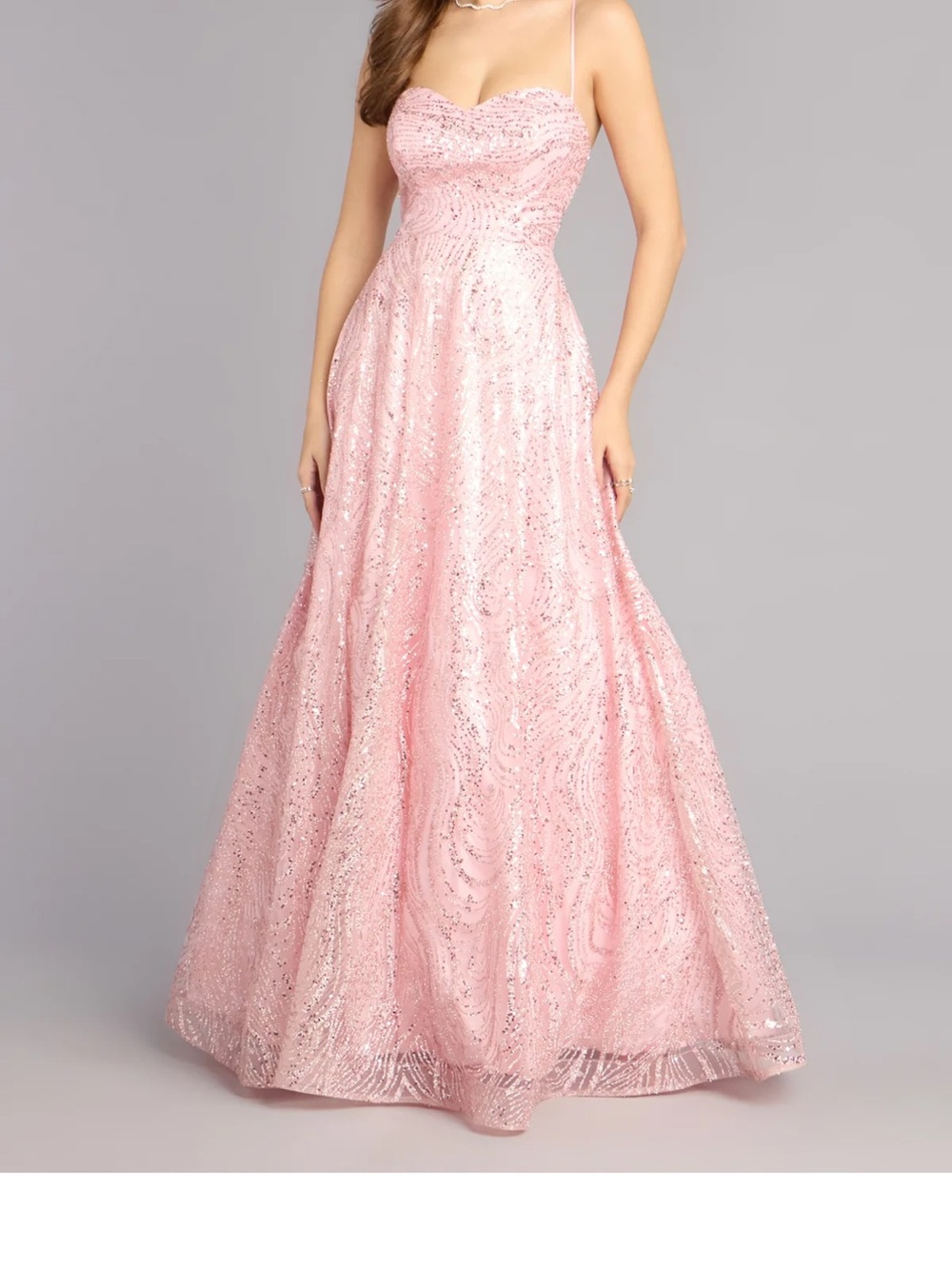 NWT Windsor Strapless Pink Sequin A-Line Evening Dress
